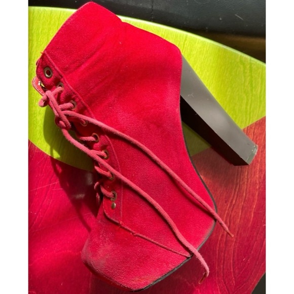 Cardi B Style Red Suede Stilleto Platform Heels Size 7 - Picture 14 of 16